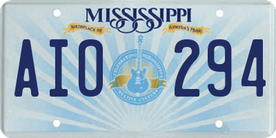 MS license plate AIO294