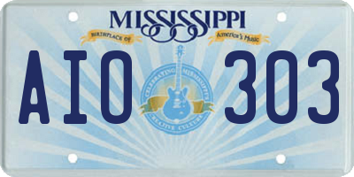 MS license plate AIO303