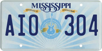 MS license plate AIO304