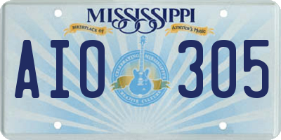 MS license plate AIO305