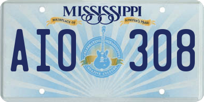 MS license plate AIO308