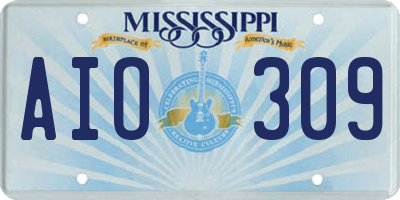 MS license plate AIO309