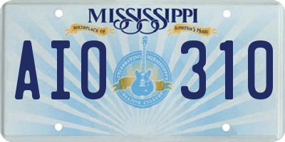MS license plate AIO310