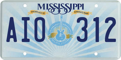 MS license plate AIO312