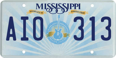 MS license plate AIO313