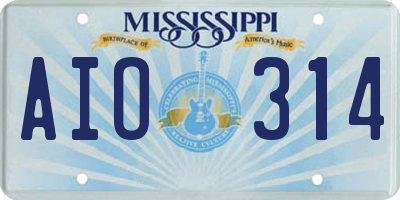 MS license plate AIO314