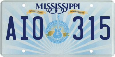 MS license plate AIO315