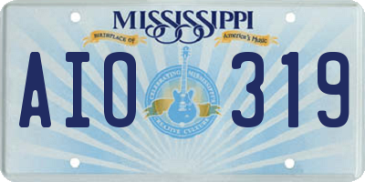 MS license plate AIO319
