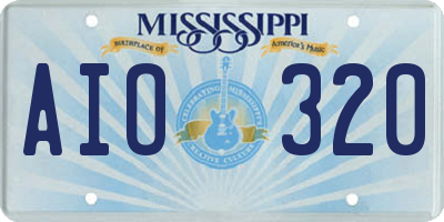 MS license plate AIO320