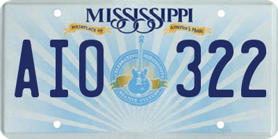 MS license plate AIO322