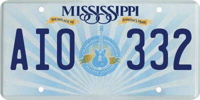 MS license plate AIO332