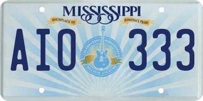 MS license plate AIO333