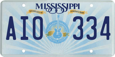 MS license plate AIO334