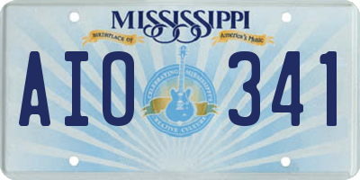 MS license plate AIO341