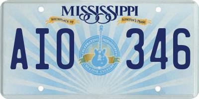 MS license plate AIO346