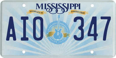 MS license plate AIO347