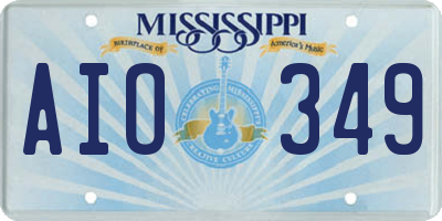 MS license plate AIO349