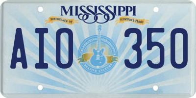 MS license plate AIO350