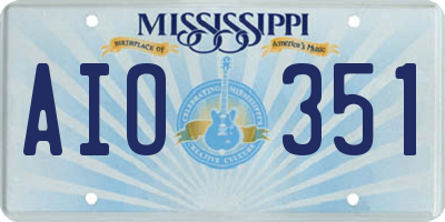 MS license plate AIO351