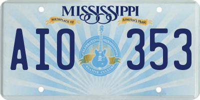 MS license plate AIO353