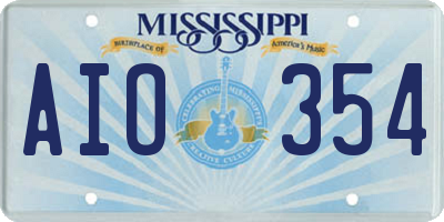 MS license plate AIO354
