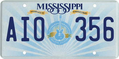MS license plate AIO356