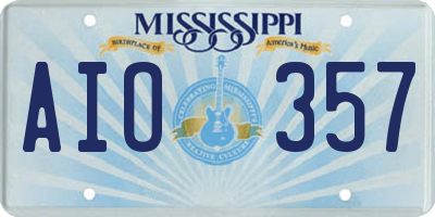 MS license plate AIO357