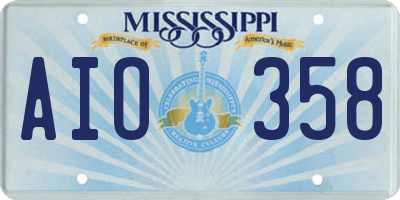 MS license plate AIO358