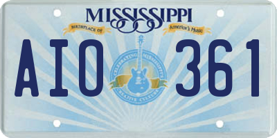 MS license plate AIO361