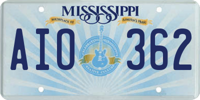 MS license plate AIO362