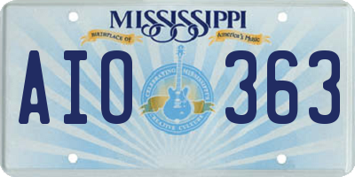 MS license plate AIO363