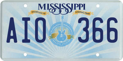 MS license plate AIO366