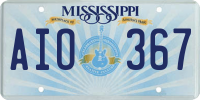 MS license plate AIO367