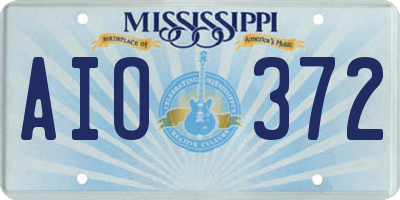MS license plate AIO372