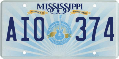 MS license plate AIO374