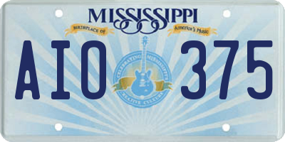 MS license plate AIO375