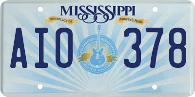MS license plate AIO378