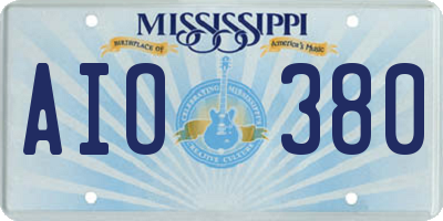 MS license plate AIO380
