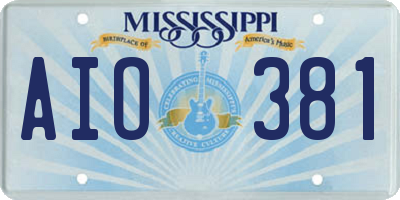 MS license plate AIO381