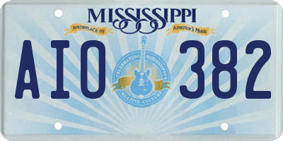 MS license plate AIO382