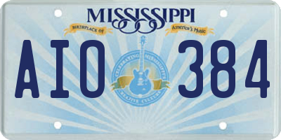 MS license plate AIO384