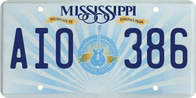 MS license plate AIO386