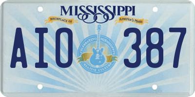 MS license plate AIO387