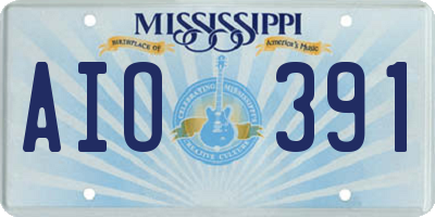 MS license plate AIO391