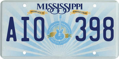 MS license plate AIO398