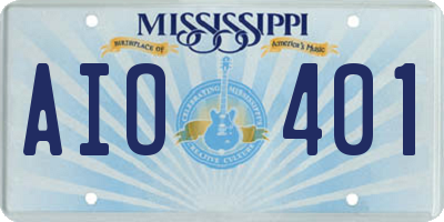 MS license plate AIO401