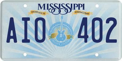 MS license plate AIO402