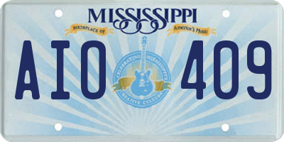MS license plate AIO409