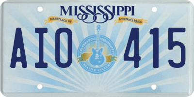 MS license plate AIO415