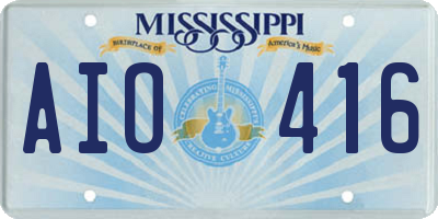 MS license plate AIO416